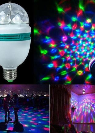 Диско обертається лампа led lamp disco для вечірок + перехідник5 фото