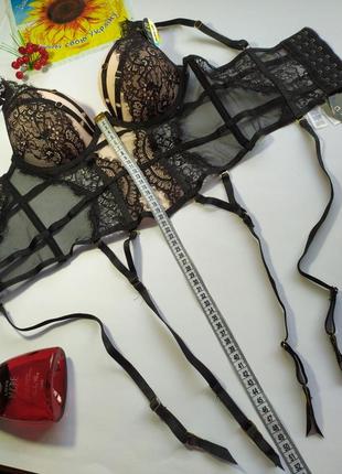 Соблазнительный новый корсет бюстье с подтяжками для чулок censored, 75в