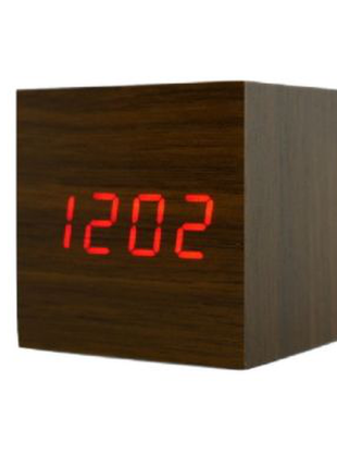 Електронні настільні годинники у вигляді дерев'яного бруска led w2 фото