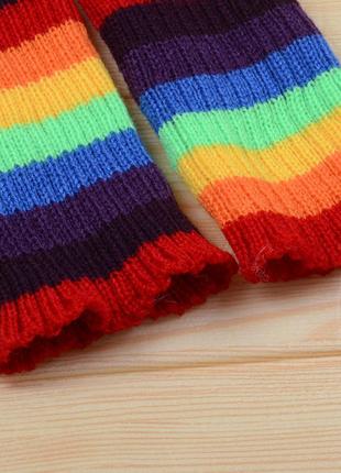 Гетры разноцветные в полоски яркие 5561 красные синие салатовые полосы радуга на танце носки