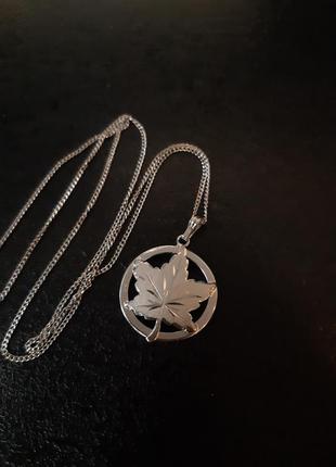 Кулон enco sterling front, кленовый лист граненый,