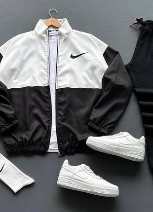 nike Black спортивний костюм чоловічий чорно-білий. вітровка + штани