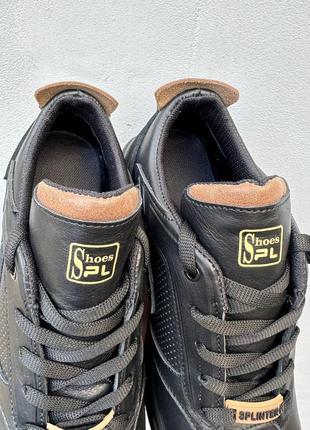 Мужские кроссовки кожаные весенне-осенние черные splinter 15243 фото