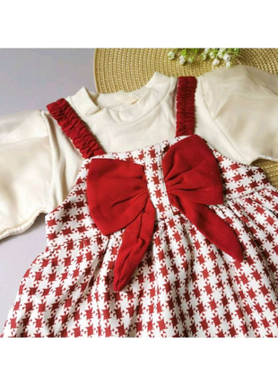 Сукня для дівчинки з бантиком червона2 фото