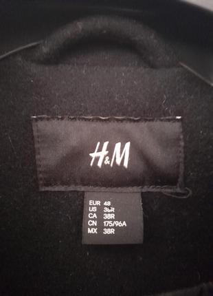 Пальто мужское h&amp;m черное шерсть 46 48 размер новое2 фото