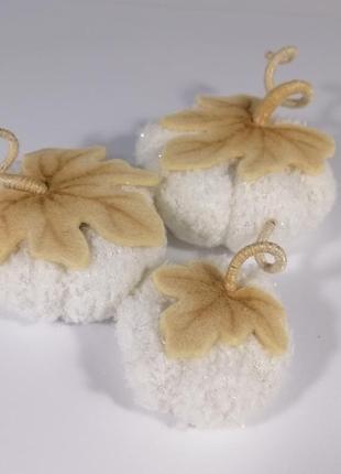 Набір білий сніговий гарбуз осінній декор гарбузик на хеллоуїн декоративні гарбузи на хеллоуин5 фото
