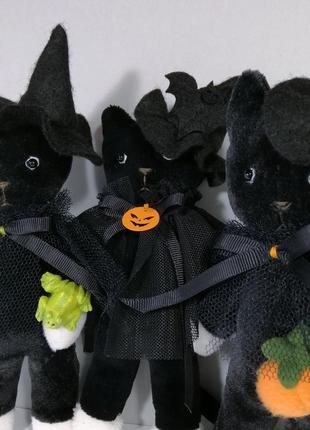 Черный кот декор на хеллоуин мягкая игрушка кошка ведьма котик волшебник осенний декор котенок3 фото