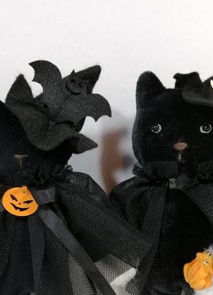 Черный кот декор на хеллоуин мягкая игрушка кошка ведьма котик волшебник осенний декор котенок4 фото