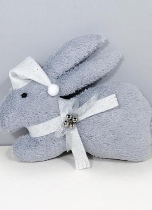 Рождественские кролики новогодняя елочная игрушка зайчик символ года 2023 кролик серый заяц игрушка3 фото