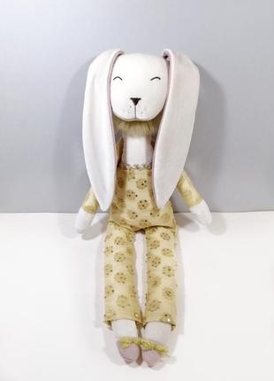 Солнечный зайчик белый заяц большая мягкая игрушка кролик нарядная зайка1 фото