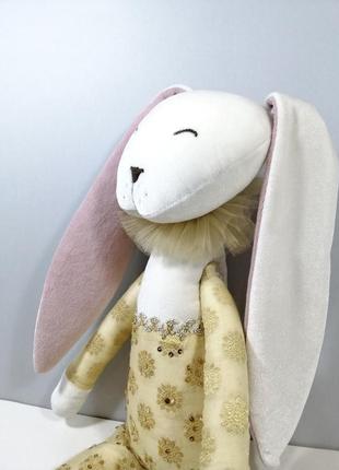 Солнечный зайчик белый заяц большая мягкая игрушка кролик нарядная зайка4 фото