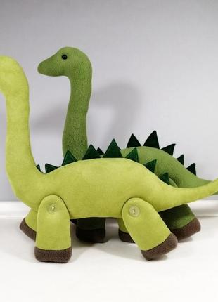 Большой диплодок подвижная мягкая игрушка динозавр динозавры юрского периода зеленый динозаврик1 фото