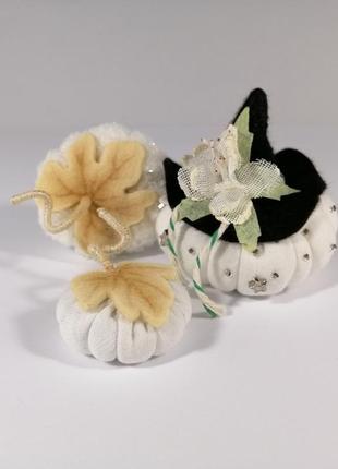 Набір білий чарівний гарбузик гарбуз декор на хеллоуїн відьмацький осінній декор гарбузи для ляльок2 фото