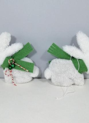 Білий кролик великодній декор символ року м'яка ялинкова іграшка зайченя новорічний декор зайчик4 фото