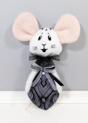 Сказочный белый мышонок новогодний серый декор игрушка крыска1 фото