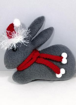 Новорічні кролики м'яка ялинкова іграшка кролик символ року заєць сірі зайчики3 фото