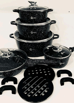 Набір посуду з гранітним антипригарним покриттям на 14 предметів