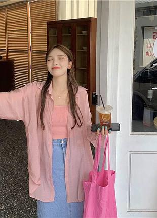 Женская пудровая рубашка3 фото