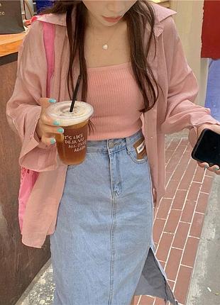 Женская пудровая рубашка5 фото