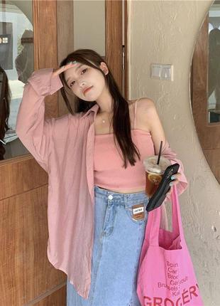 Женская пудровая рубашка4 фото