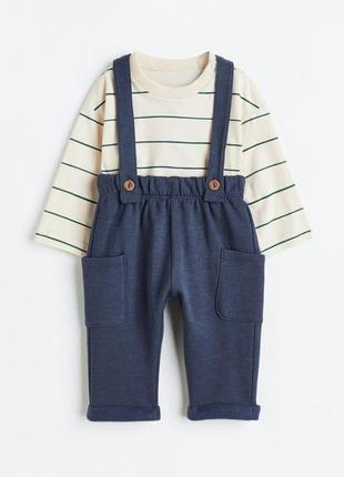 Полукомбинезон с начесом для мальчика h&m 1123123-001 092 см (18-24 months) темно-синий1 фото