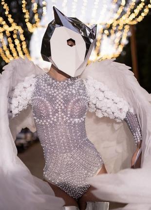 Дзеркальна маска сови на всю голову з пластику