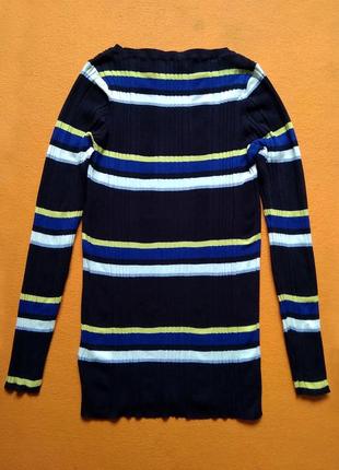 Свитер полосатый желто-голубой синий джемпер пуловер кофта полоска2 фото