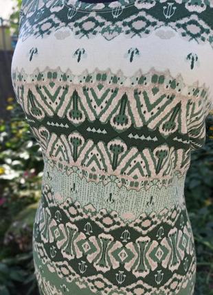 Платье в этно принт зелёного цвета орнамент сафари motor jeans casual2 фото