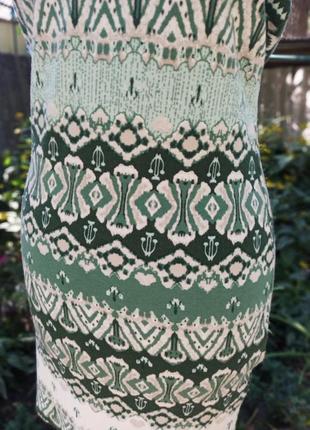 Платье в этно принт зелёного цвета орнамент сафари motor jeans casual3 фото