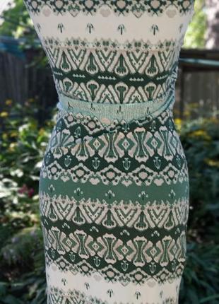 Платье в этно принт зелёного цвета орнамент сафари motor jeans casual7 фото