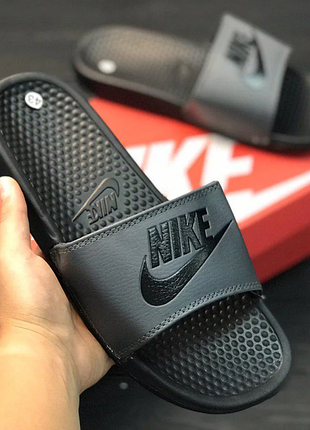 Сланці nike Team (чорні)/шльопанці/сланці/в'єтнамки/найк/adidas