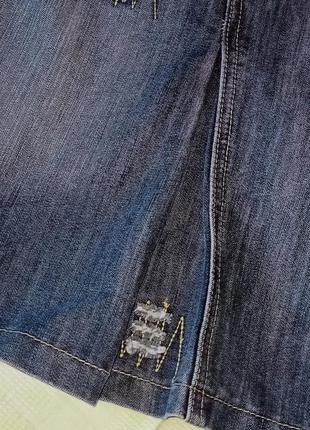 Шикарная джинсовая юбка с вышивкой, карманами,42-44разм.7 фото