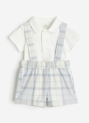 Напівкомбінезон бавовняний для хлопчика h&m 1059643-003 050 см (0-1 months) сірий