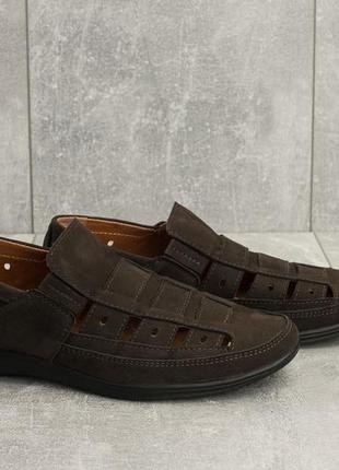 Чоловічі сандалі шкіряні літні коричневі vankristi 11611 фото