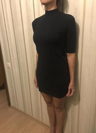 Кашемировое темно-зиленое платье