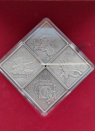 Набір срібних пам’ятних монет нбу " козацькі клейноди "3 фото