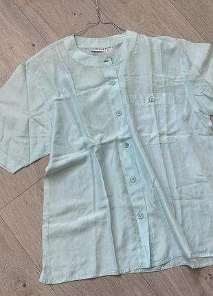 Шелковая рубашка мятного цвета р.38