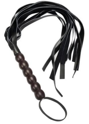 Флогер з фігурною ручкою ds fetish flogger l black ball, 58 см.