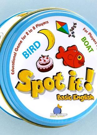 Настільна гра dobble basic english spot it! карткова для дітей картки вивчення англійської дитячі ігри