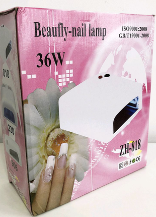 Лампа для маникюра с таймером zh-818. цвет: розовый3 фото