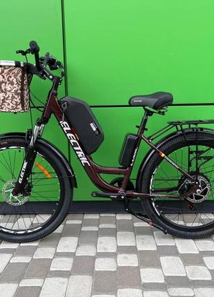 Електровелосипед cubic-bike electric 26" бордовий 1000ват 18 а·год 48 в4 фото