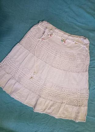 Шикарная котоновая юбка с кружевом,42-48разм,италия2 фото