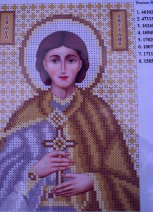 Схема для вышивания бисером фурор рукоделия  иб5-9-2 святой виталий размер  12х17 см