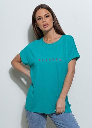 Стильная женская футболка с надписью из хлопка размеры s,m,l,xl, 48
