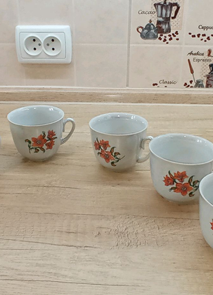 Чашки срср радянські з помаранчевими квітами і перламутрового пок1 фото