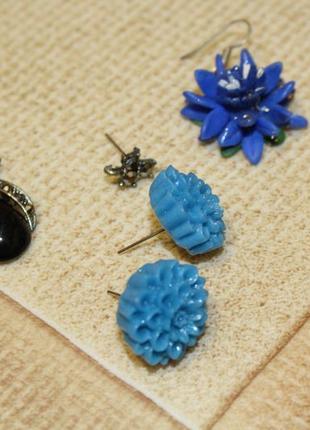 Намисто корал, сережки троянди з глини, сережки блакитні квіти2 фото
