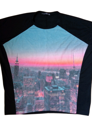 Чорна футболка з принтом сіткою заходу нью-йорк1 фото
