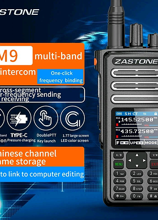 Рація zastone m9 10w fm am type-c 10-900 mhz ip67 авиа satcom рад