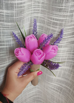Букети квітів з мила ручної роботи! подарунки14 фото