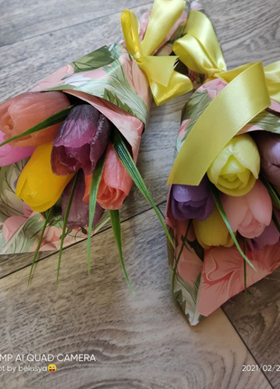 Букети квітів з мила ручної роботи! подарунки19 фото